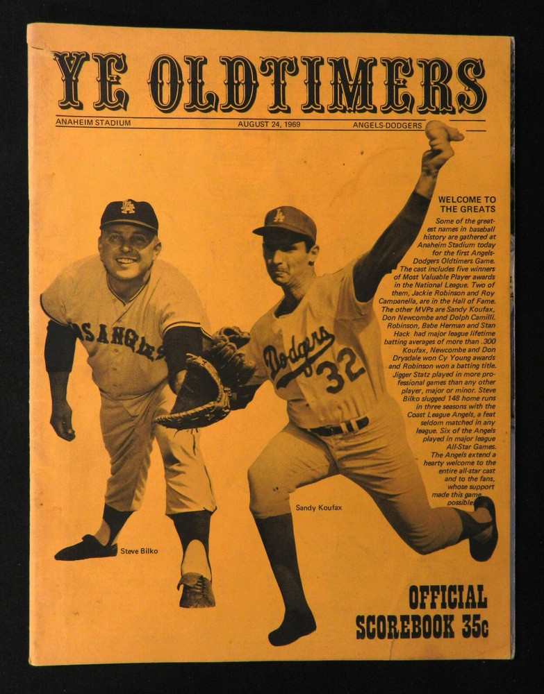 1969 LA Angels MLB Baseball Game Program Old Timers Day
