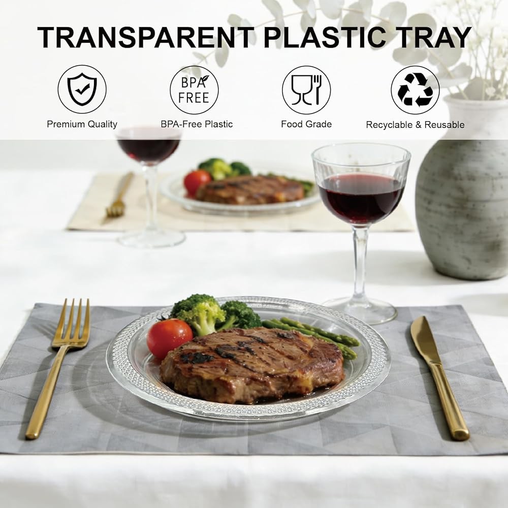 6-Inch Clear Plastic Dert Plates Disposable - Small Appetizer Desert