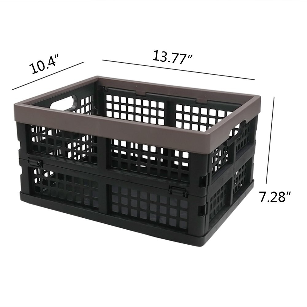 2-Pack Plastic Collapsible Storage Crate, 15 L Folding Storage Crate