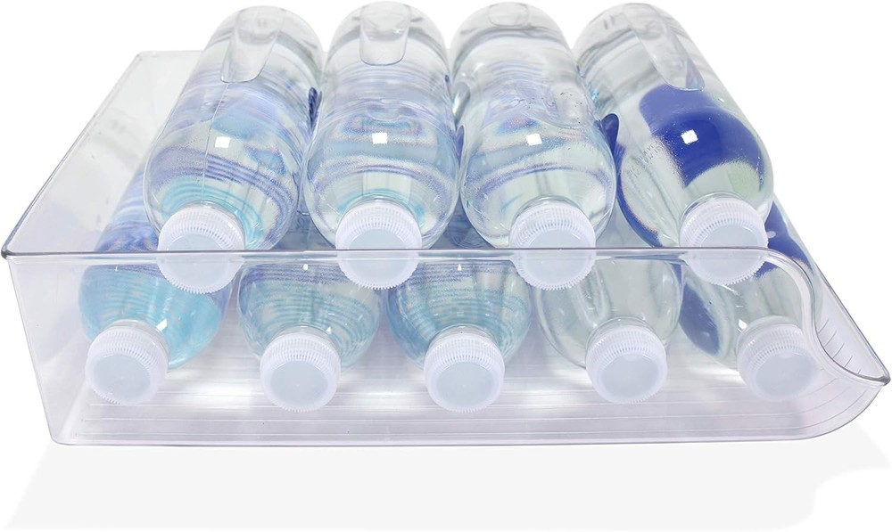 2 Pack Refrigerator Water Bottle Holder Bin Organizer Clear Plastic NEW