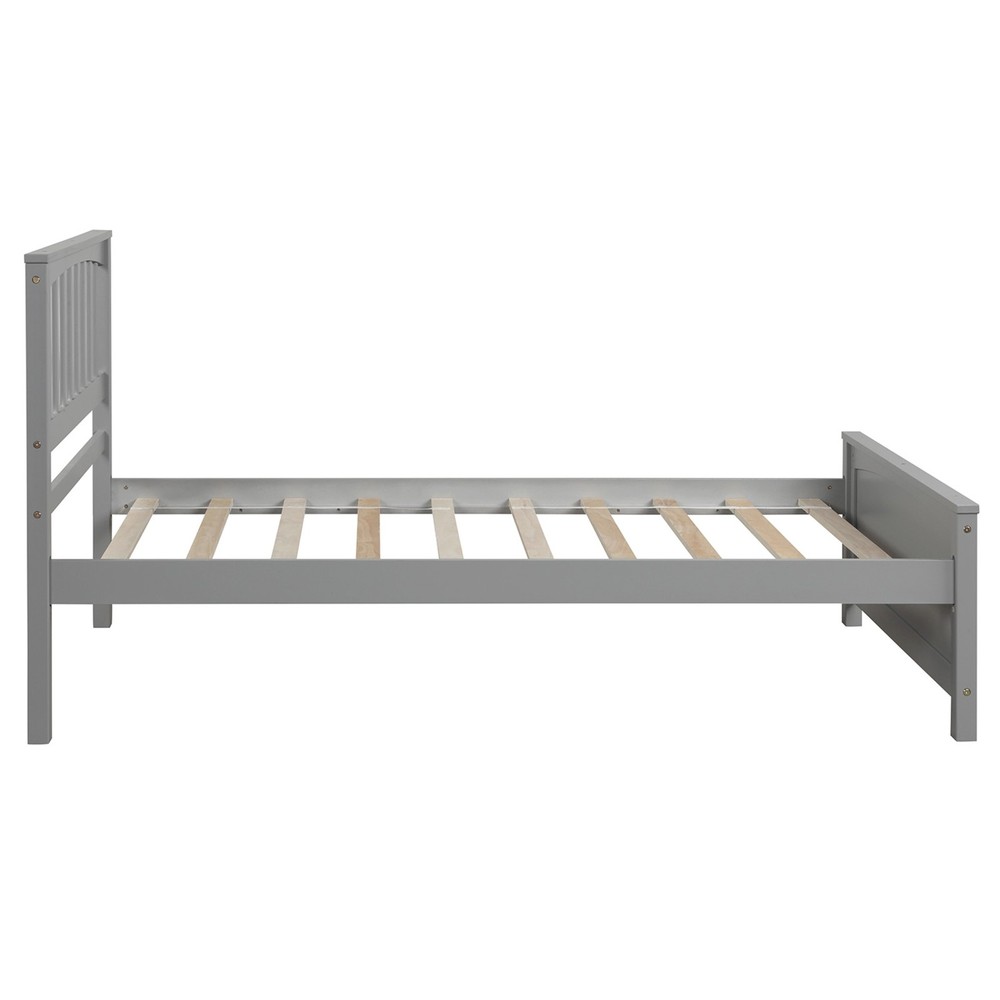 Wood Platform Bed Twin Size Platform Bed, Gray