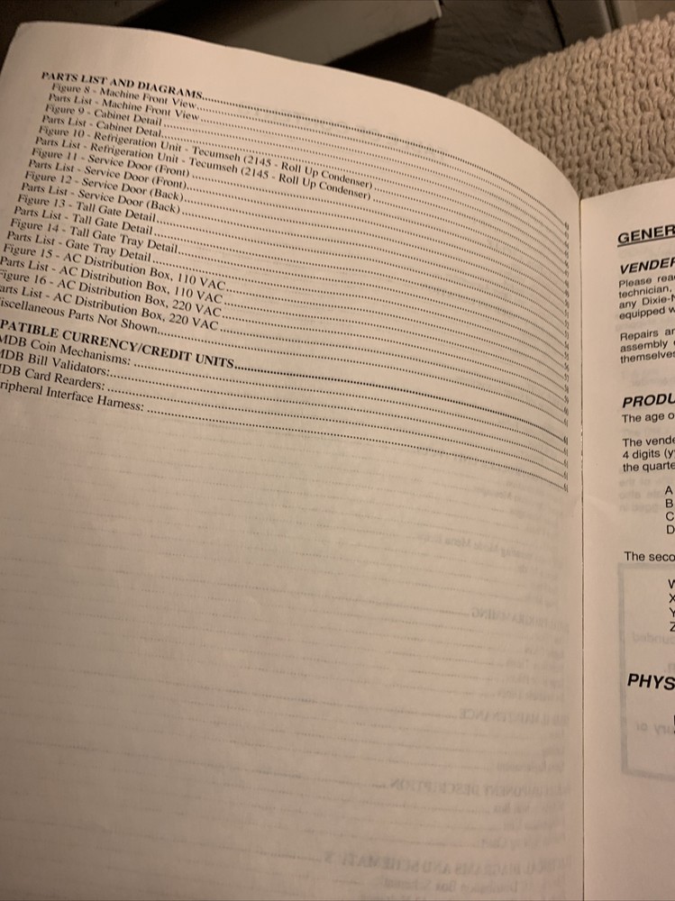 Original Dixie Narco Glass front Vender Dan 2145 Manual