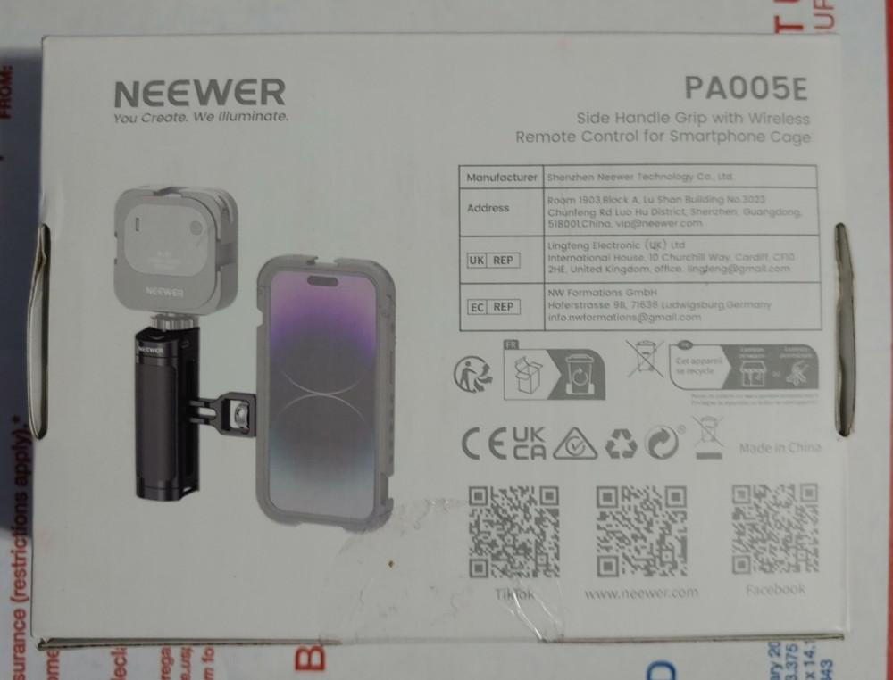Neewer PA005E Side Handle w/ Wireless Control – Original Box & Manual