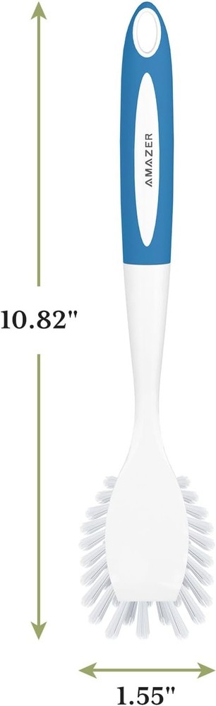 Dish Brush with Handle, 2 Pack Kitchen Scrub Brushes for Cleaning, Dish Scrubber