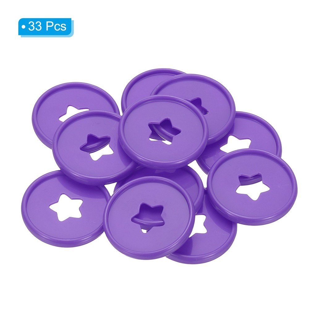 35mm Plastic Book Binding Discs, 33 Pack Expansion Discs Star, Purple