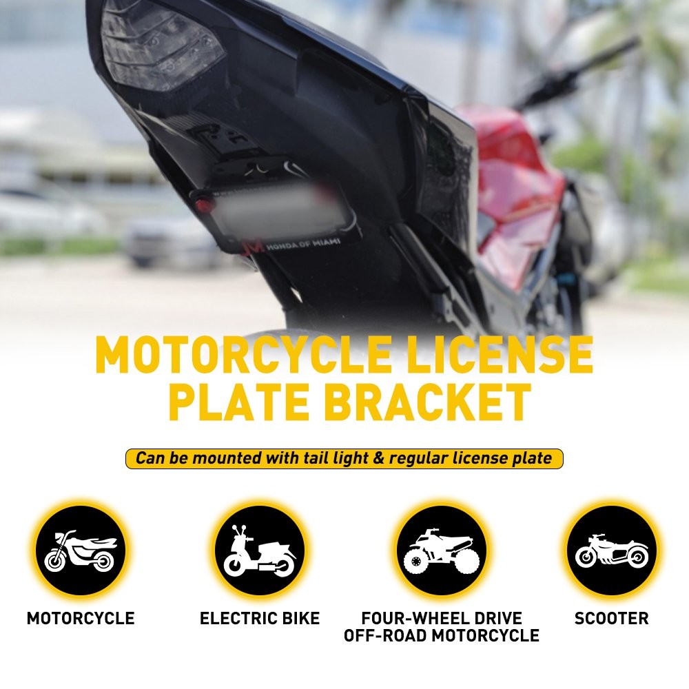 Motorcycle Folding License Plate Bracket Rear Tail Light Holder Mount Universal