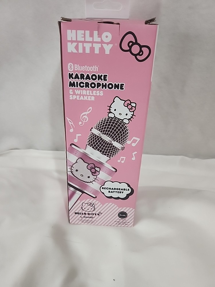 Hello Kitty Bluetooth Karaoke Microphone Wireless Speaker USB Charging Pink NIB