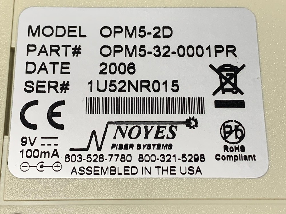 Noyes OPM5-2DAFL Optical Power Meter W/ OLS1 Dual Optical Light Source LS1D