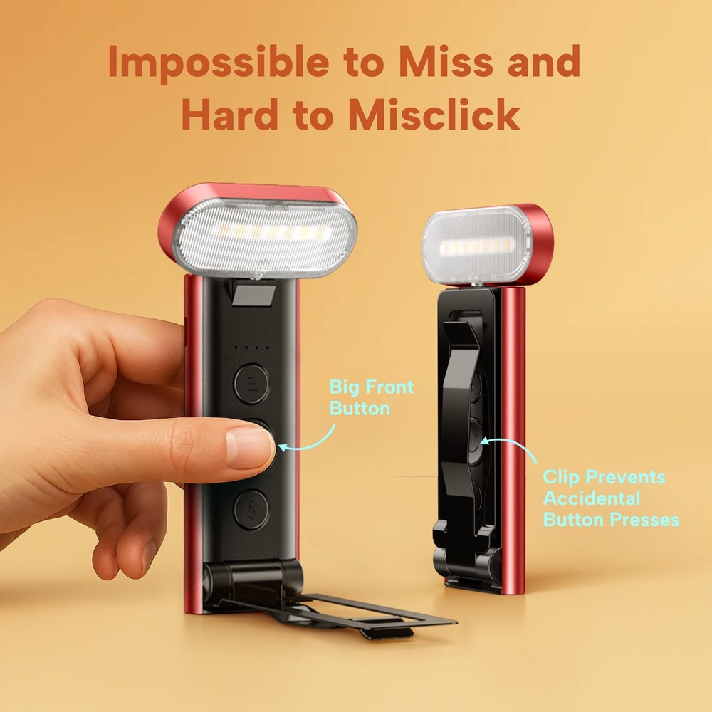 Book Light Reading Bed USB Rechargeable LED Night 3 Colors Dimming Red