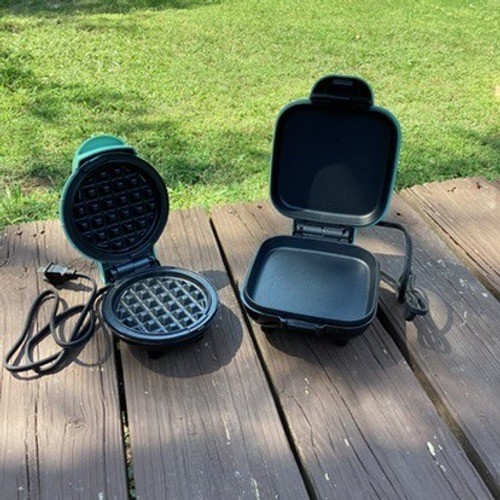 Dash Aqua Mini Waffle Maker and Griddle Set Aqua Teal