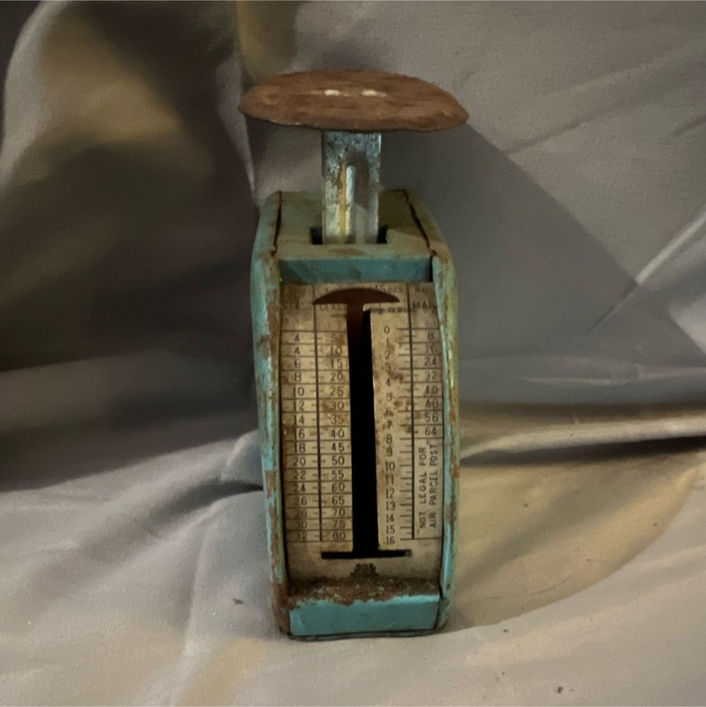 Antique Working Postal Scale Blue Metal