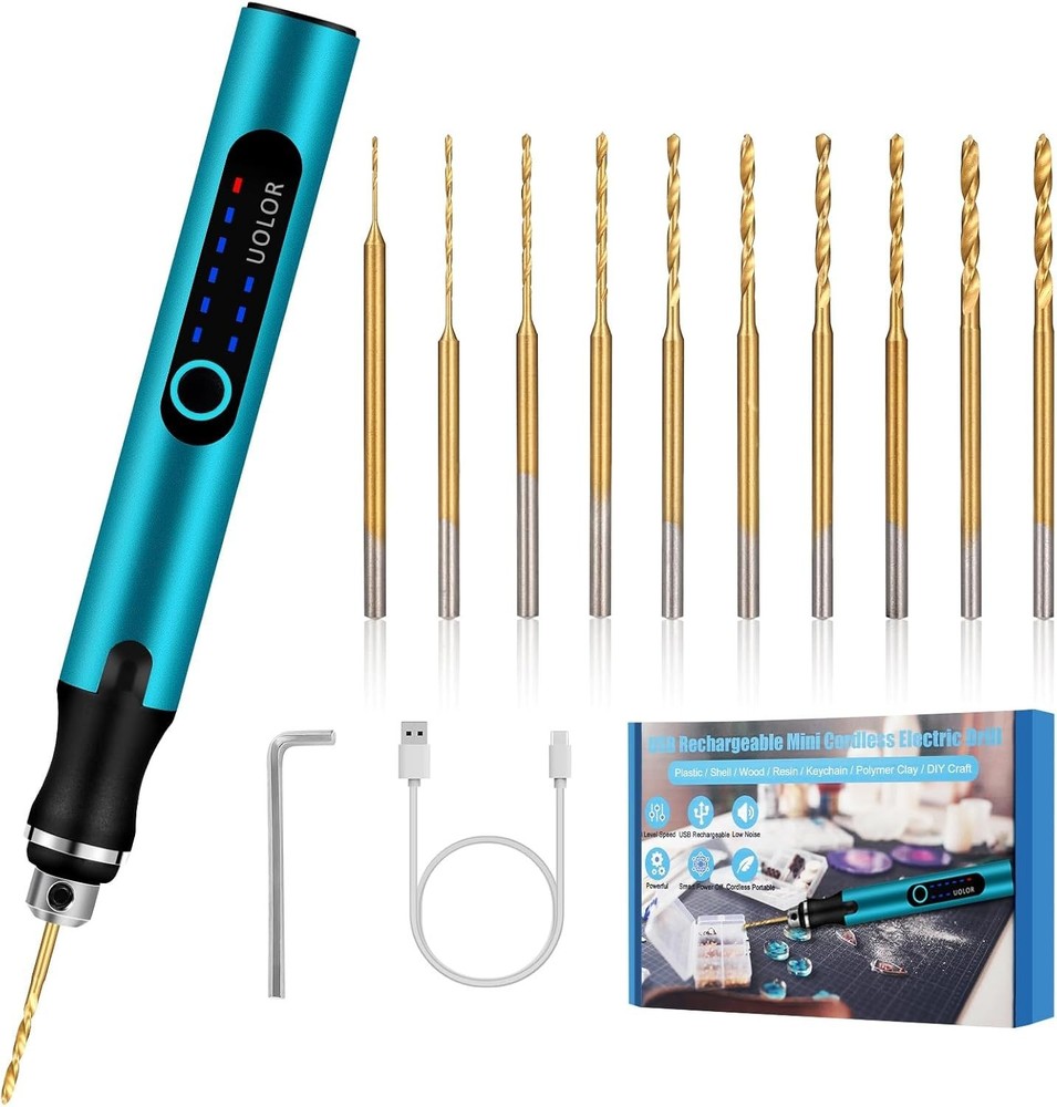 Cordless Mini Drill Pen 3 Speed USB Rechargeable Micro Drill Kit 10 Bits DIY