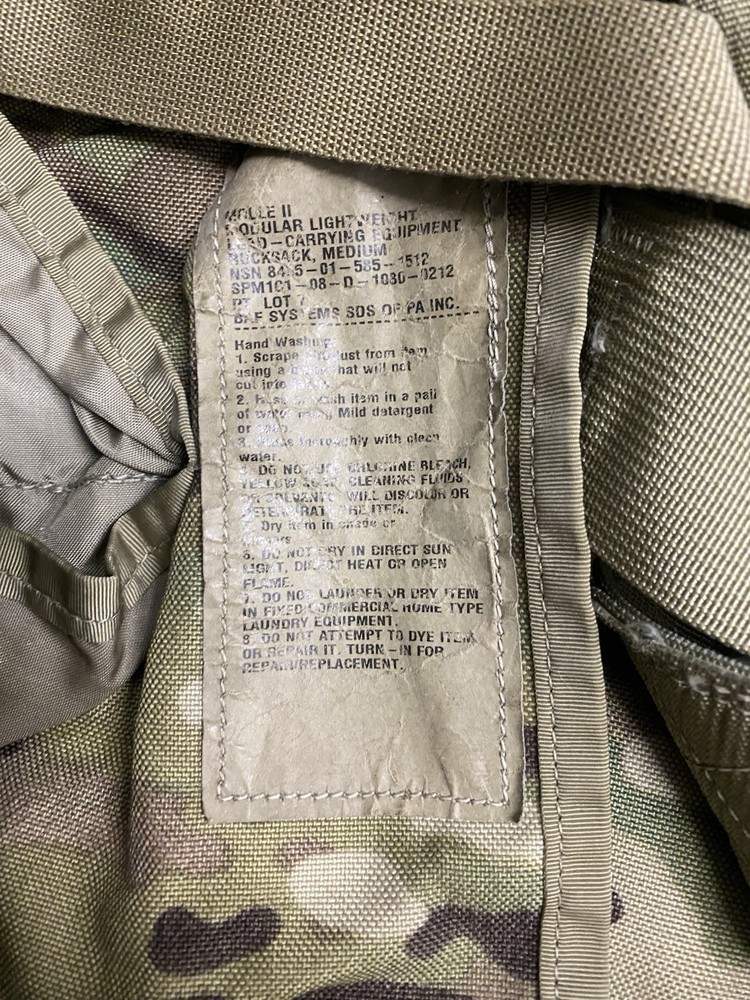 USGI Molle 2 OCP Complete Medium Rucksack Minus Frame No Frame Repaired