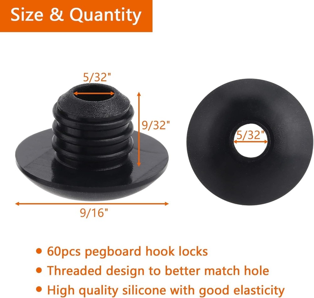 Universal Pegboard Hook Locks - 60 PCS Rust Resistant for Optimal Storage
