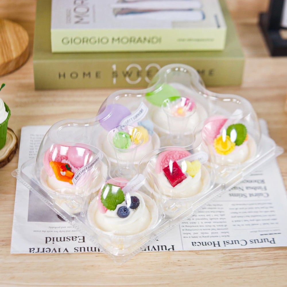NPLUX 6 Count Cupcake Containers 45 Pack Cupcake Holders Clear Plastic Stacka...