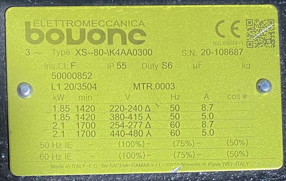 ELECTROMECCANICA BOUONE 2.1 KW MOTOR