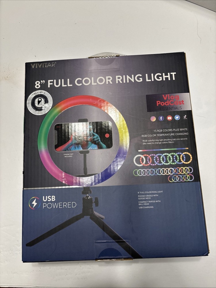 Vivitar 8” Full Color Ring Light USB Powered