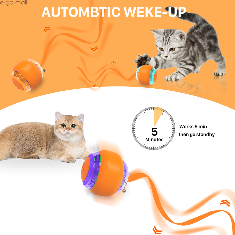 Automatic Moving Interactive Cat Ball Toy Pets Teaser USB Rechargeable Chaser