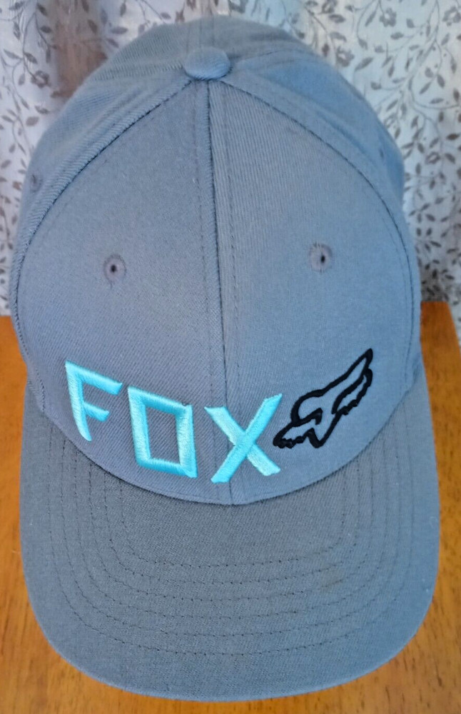 Fox Head Racing Blue & Black Fox Grey Cap Hat Flexfit Size Large-XL