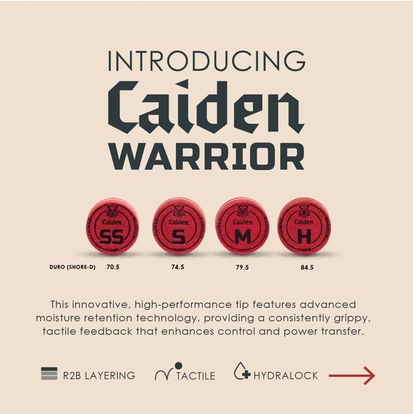 CAIDEN WARRIOR MEDIUM RED PLAYING TIP 10 LAYER PREMIUM LEATHER NEW SHIPS FREE