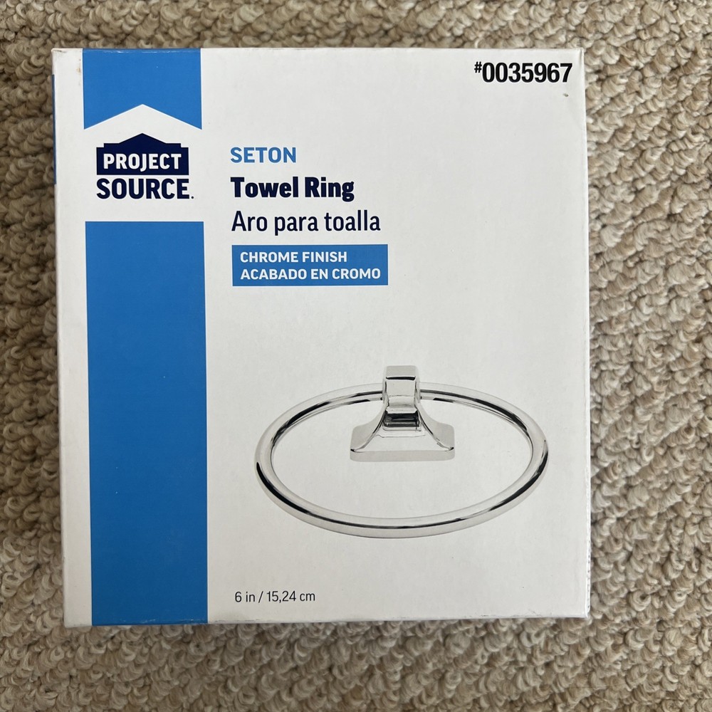 Project Source Seton Chrome round bathroom Towel Ring wall mount new