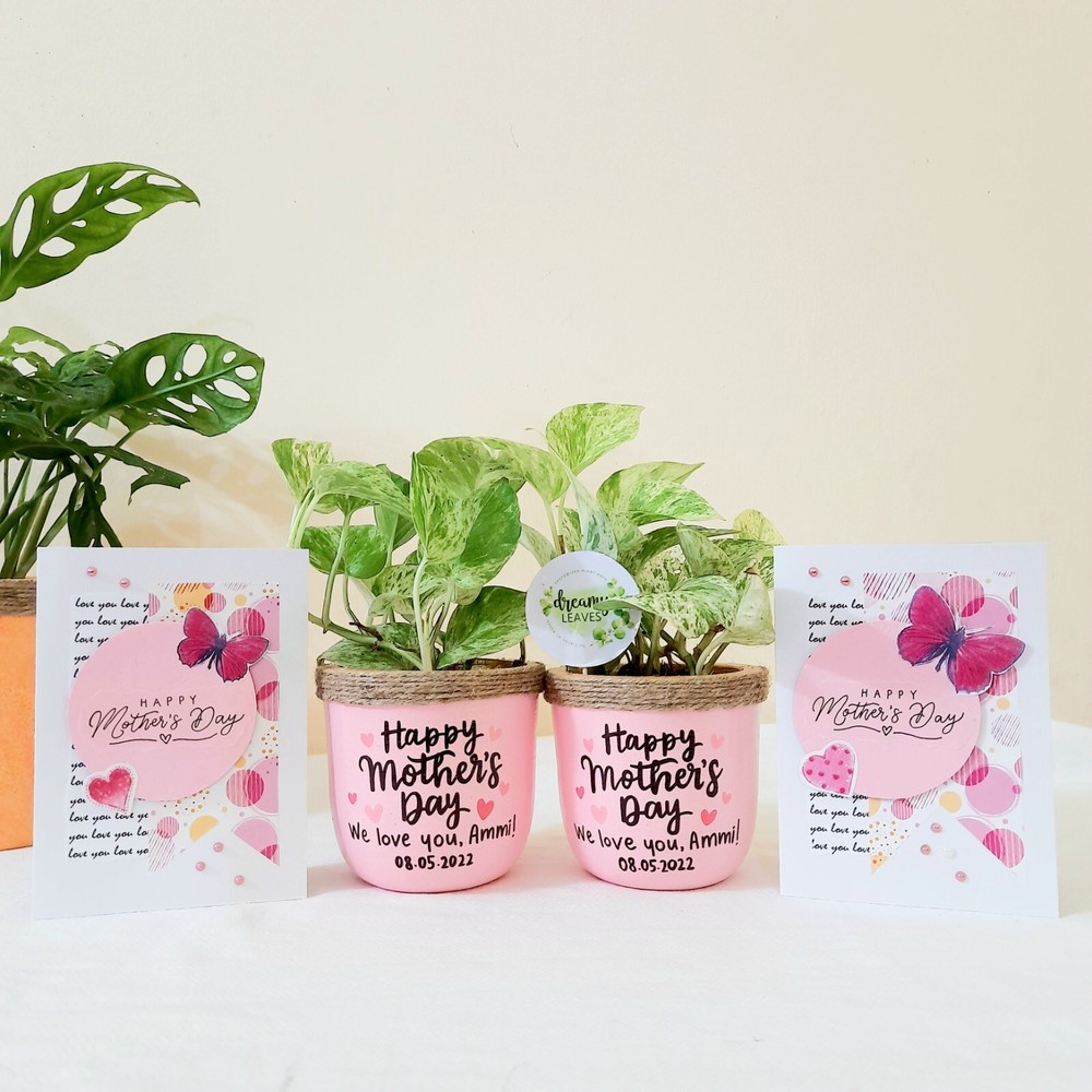 Custom Hand-Painted Pot with Personalized Wording & Handmade Greeting Card