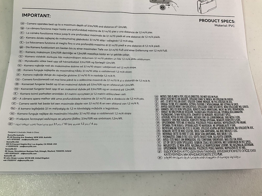 SUNNYLIFE Kid’s Underwater Camera. Never Used.