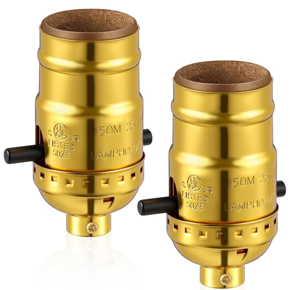 2 Pack UL Listed Lamp Socket with Push On/Off, E26 Threaded Base, Medium Scre...