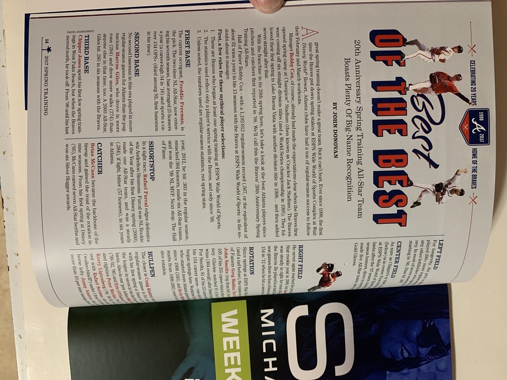 ATLANTA BRAVES 2017 OFFICIAL SPRING TRAINING GUIDE VOL 20 NICE GUIDE