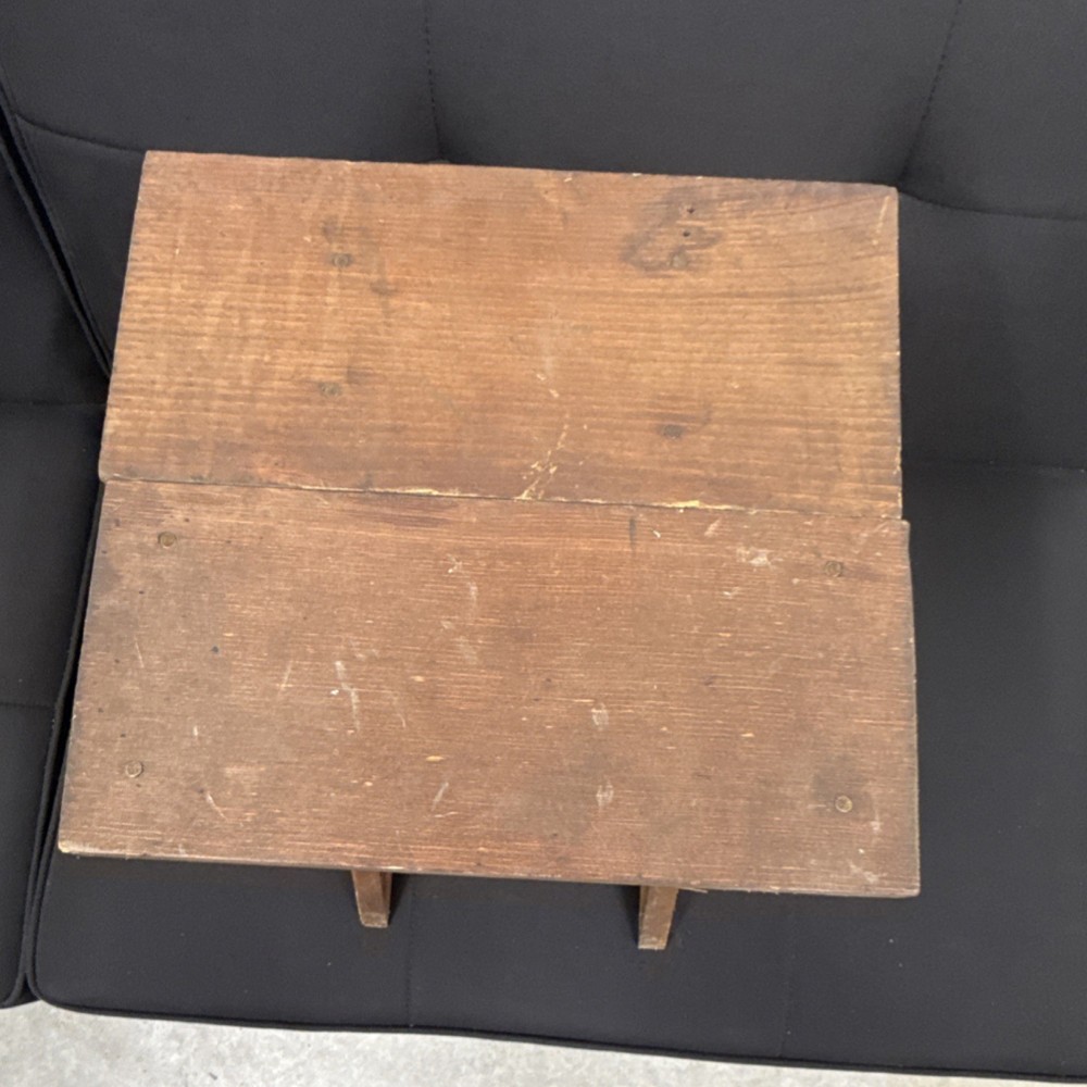 Antique Wooden Folding Stool Brown Rectangle Primitive Bench Unfinished