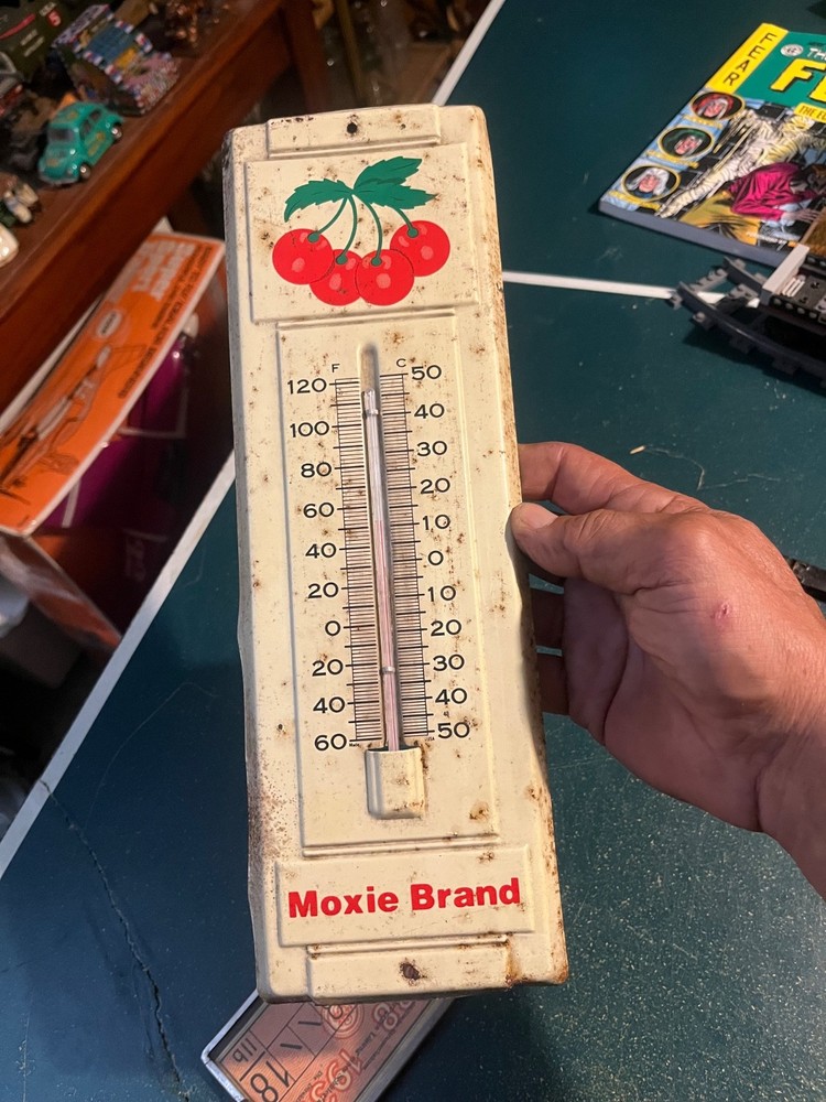 vintage moxie advertising thermometer cherry