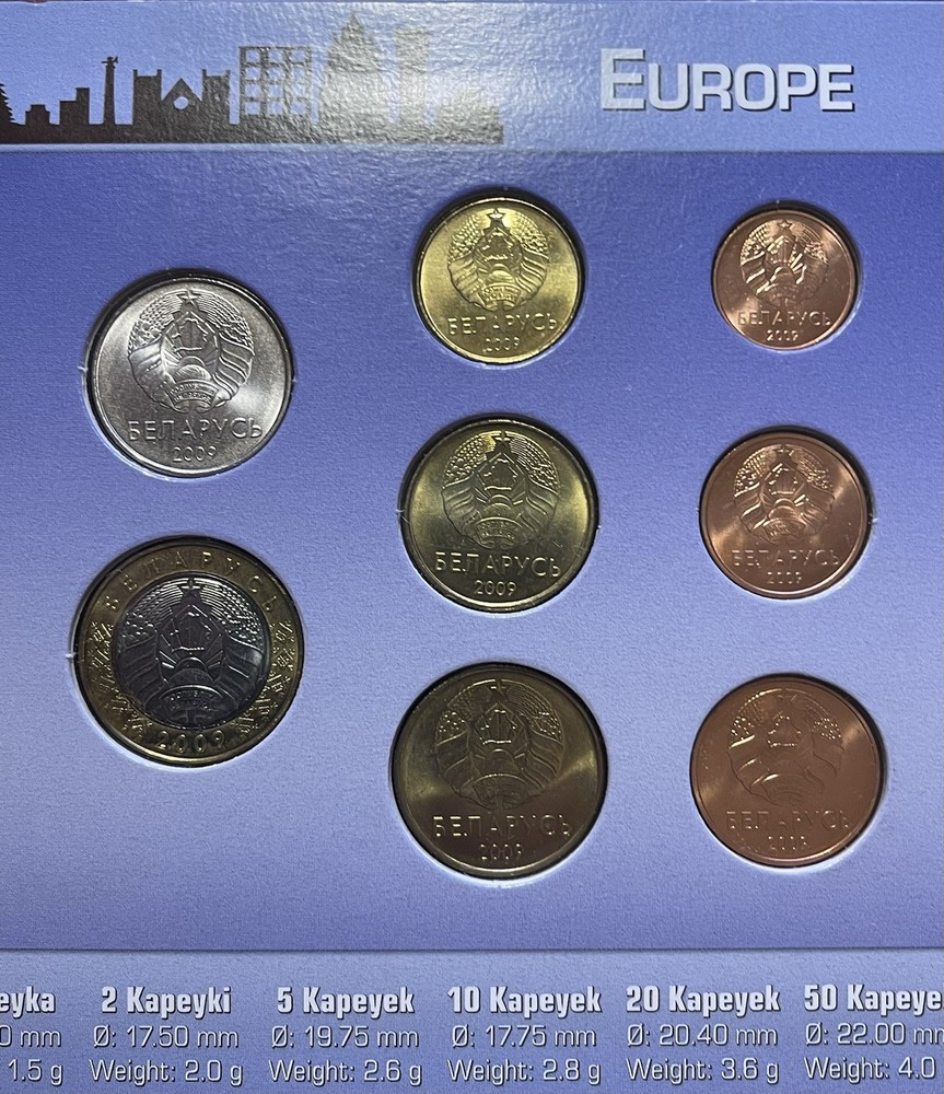 BELARUS SERIES 8 COINS FDC IN FOLDER 🇧🇾