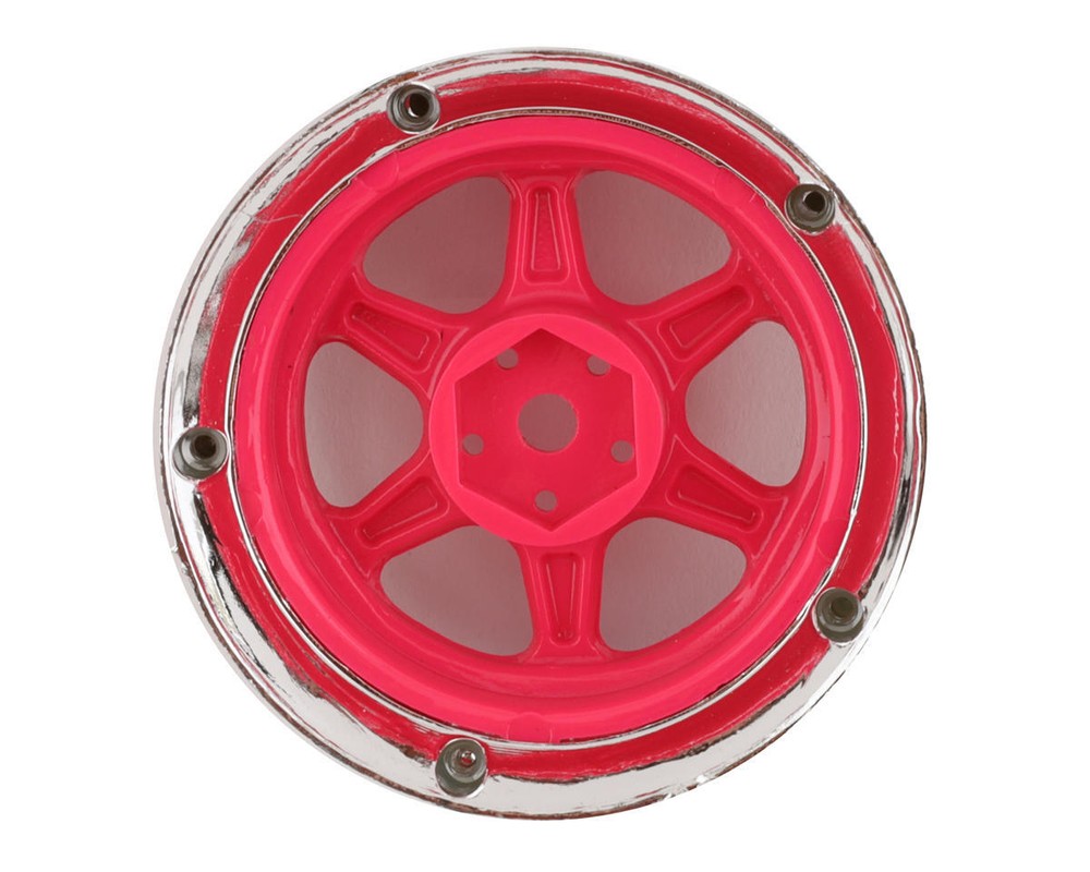 DS Racing Drift Element 6 Spoke Drift Wheel (Pink Face/Chrome Lip/Chrome Rivets)