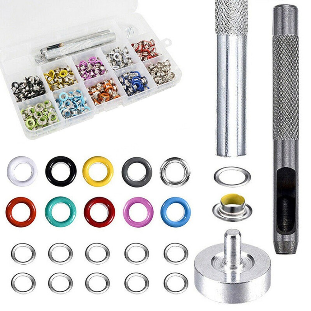 300 Set 6MM Grommets Set Sturdy Eyelets Button Kit with 3PCS