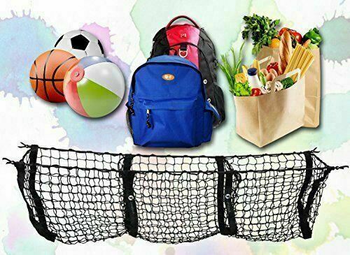 Stretchable Black Mesh 3 Pocket Trunk Cargo Organizer Bin Bag Storage Net Holder
