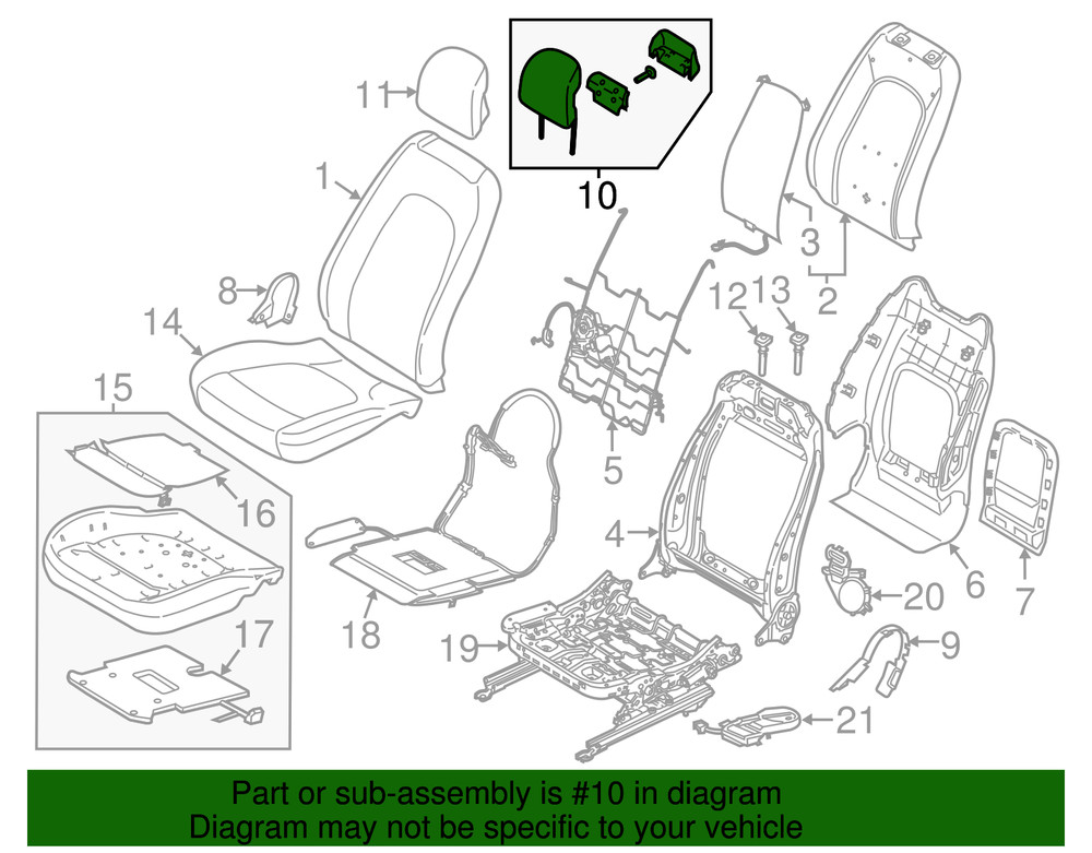 Genuine Ford Head Rest Assembly DP5Z-54611A08-BB