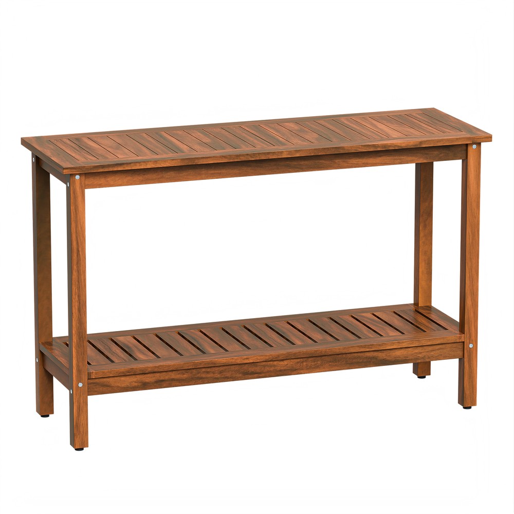 48" Console Table Multiuse Buffet Bar Storage Organizer with Foot Slider Natural
