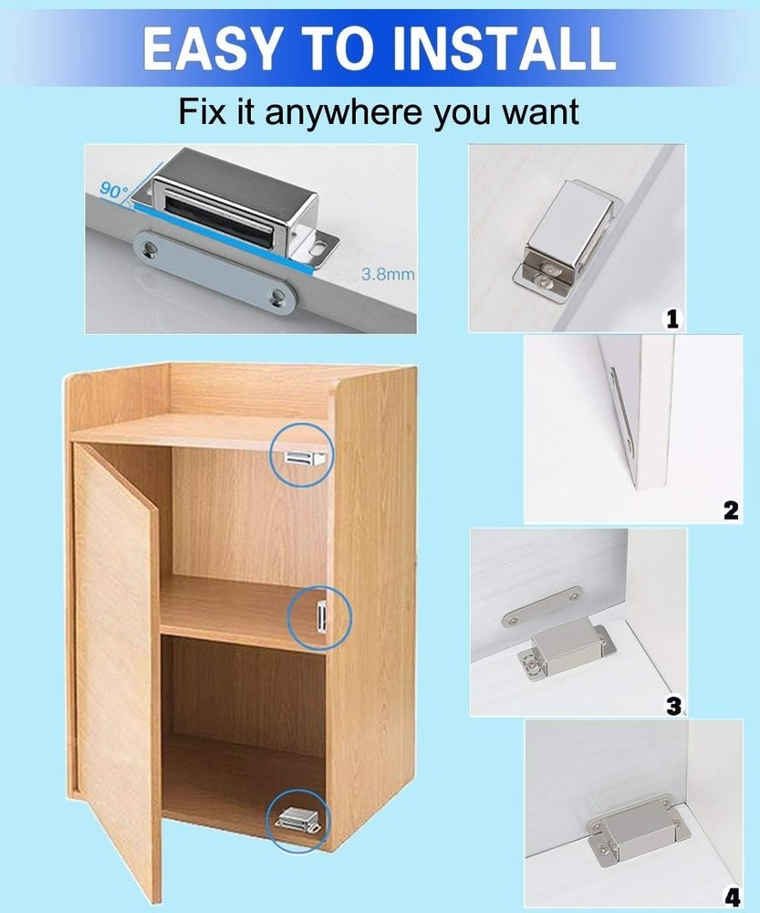 Stainless Steel Magnetic Catch 4-Pack 160lb Pull Force Rustproof Kitchen Cabinet