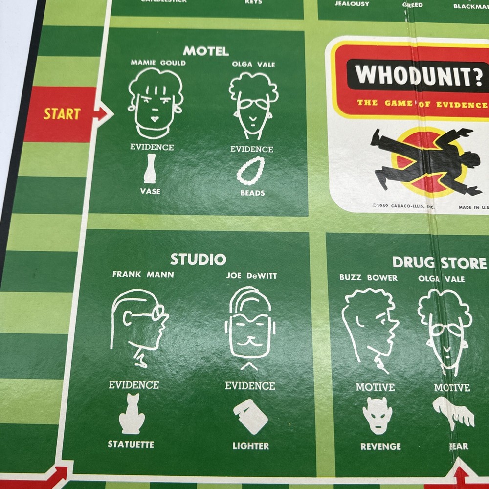 Whodunit Board Game 1959 Cadaco no. 232