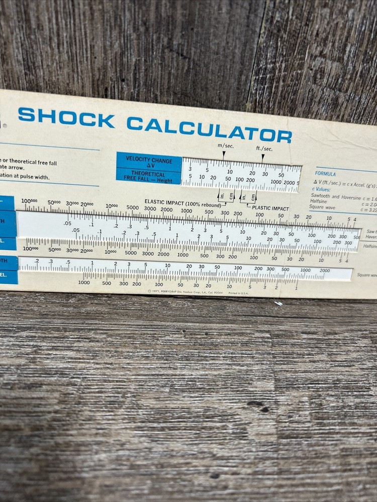 MTS Shock Calculator Slide Rule
