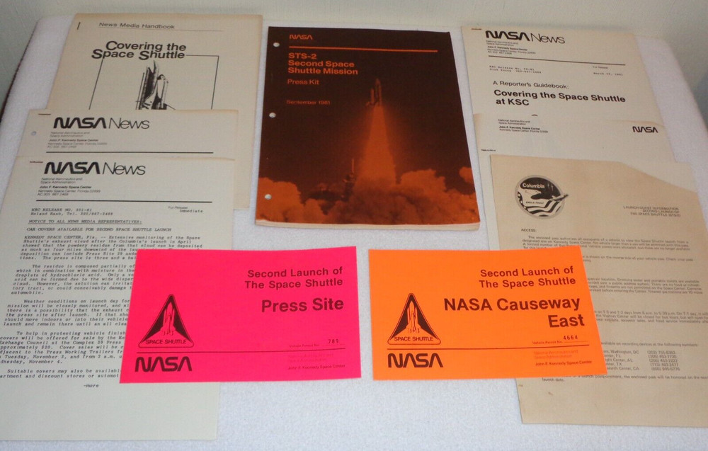 NASA Space Shuttle Second Launch STS-2 Media Press Kit Permits & Papers Lot