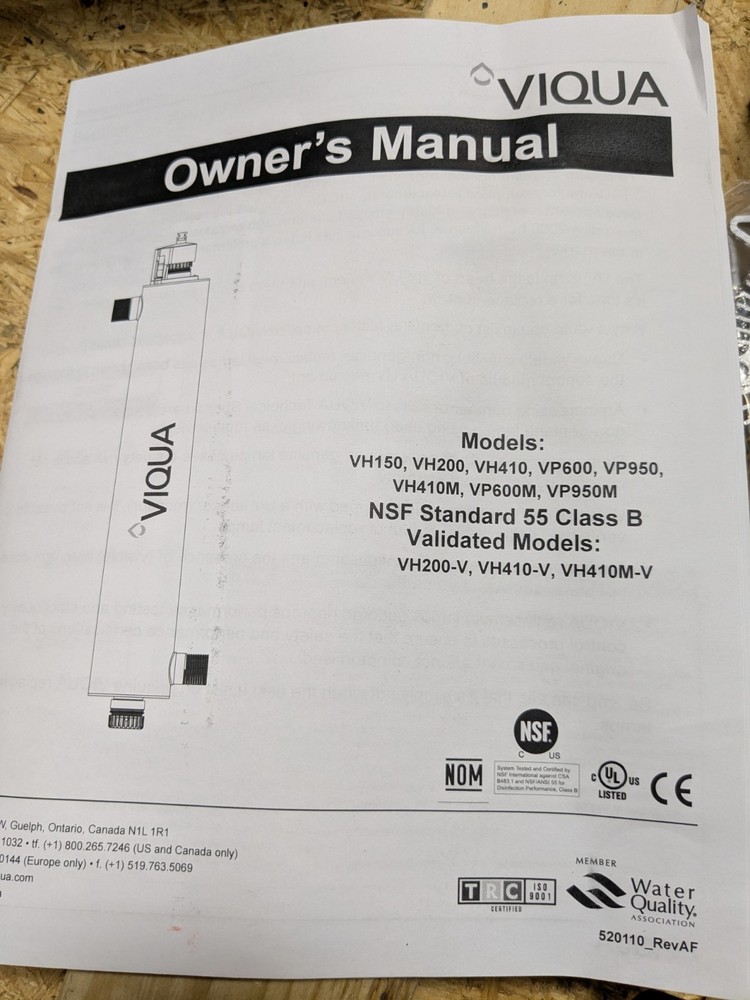 Viqua VH150 Whole Home UV Water Disinfection Cleaning System - 5 GPM !Charity!