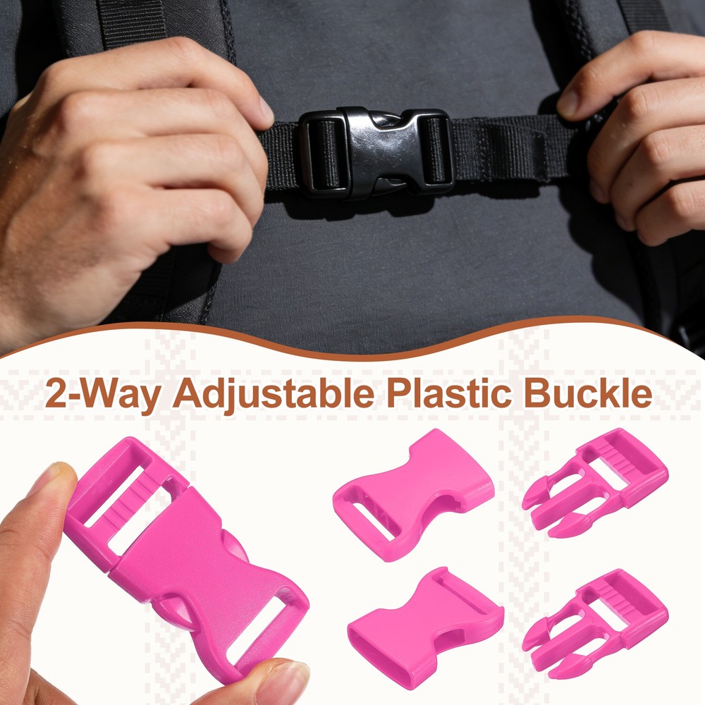6 Pack Quick Side Release Buckle, 1" Plastic Buckle Clip, Rose