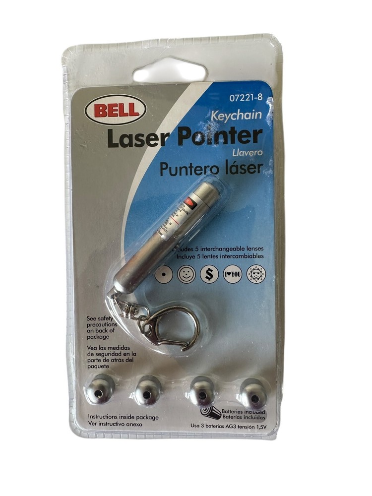 Bell Keychain Laser Pointer Batteries Included 5 Interchangeable Lenses 07221-8