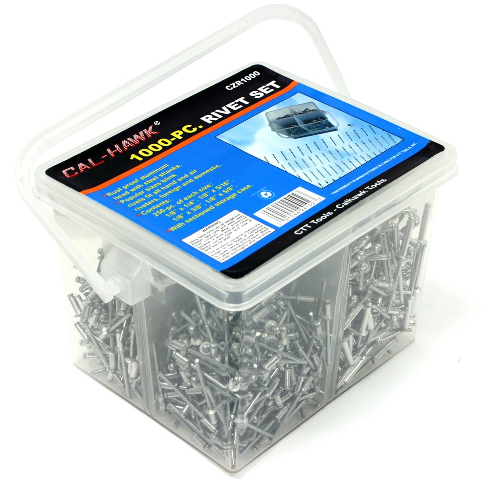 13" Hand Riveter w/ 1000 pc Assorted Rivet Set Pop Nut Gun Threaded Setting Tool