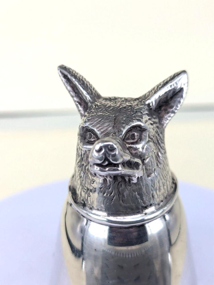 1993 Solid silver fox head stirrup cup by francis Howard