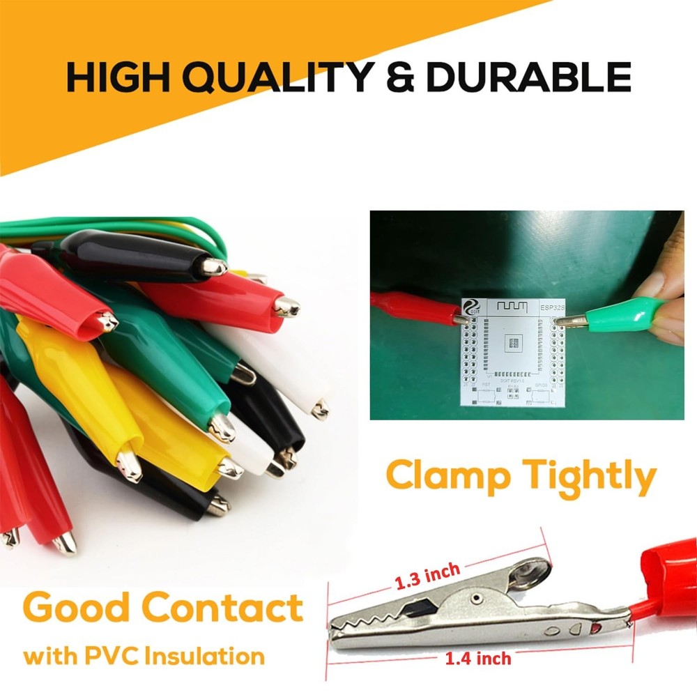 30PCS Color-Coded Alligator Clips for Electrical Experiments - Detachable Design