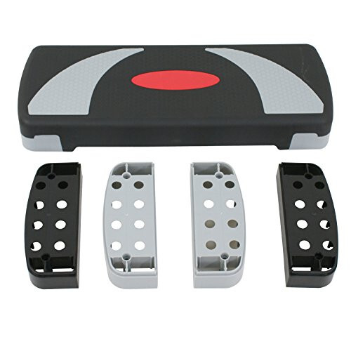 31" Aerobic Exerciser Step Platform with 4 Risers, 4"-6"-8" Adjustable Height Ex