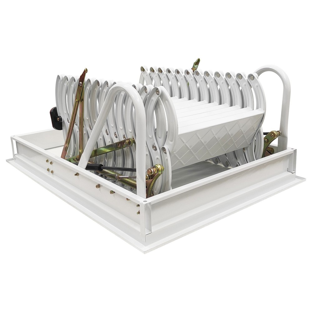 9.8ft Hidden Telescopic Folding Ladder White Attic Pull Down Ceiling stairs