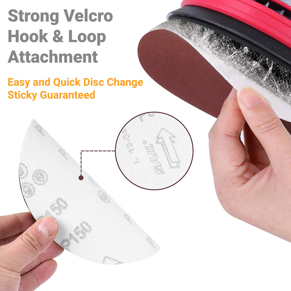 100PCS 6Inch Hook & Loop Sanding Disc 150Grit Sandpaper for Random Orbit Sanders